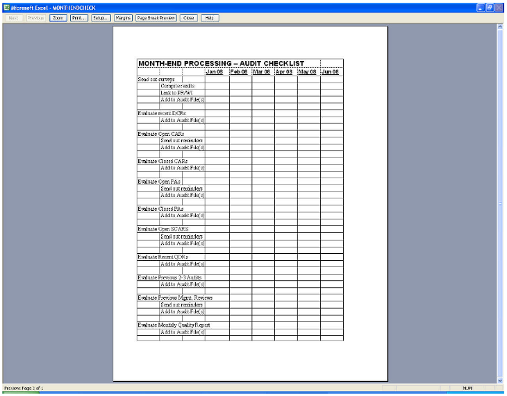 Month-End Processing - Audit Worksheet